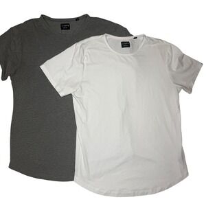 Cuts Curve AO Hem T Shirts Men's White Gray XXL Set of 2 Long Torso